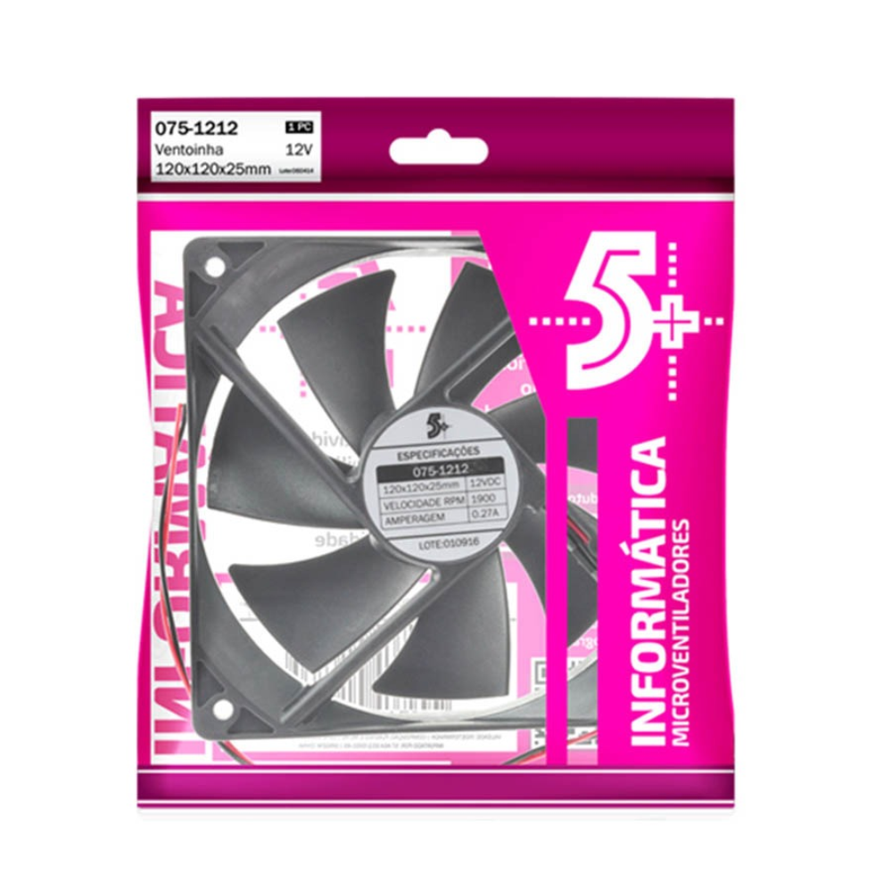 Micro Ventilador Cooler Ventoinha 120x120x25mm 1900Rpm 12V 0.27A ChipSCE